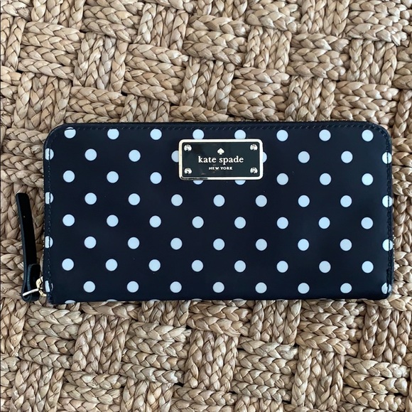 kate spade Handbags - Kate Spade polka dot nylon zipper wallet clutch